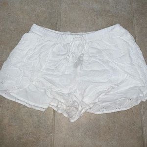 Hollister White Flowy Shorts